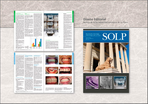 Revista SOLP. Diagramación pensada en función de los papers científicos para la Sociedad Odontológica de La Plata.
